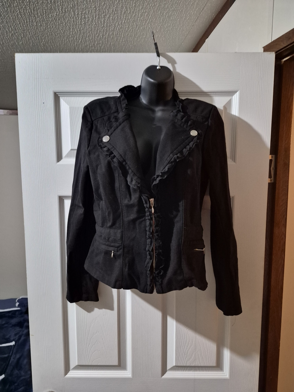 White House Black Market Black Ruffle-Trim Blazer Jacket